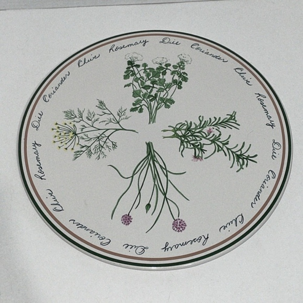 Bowring Herb Garden 12” Stoneware Round Cake Platter Hand Painted